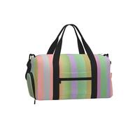 Mexpekil Glittery Rainbow Stripes Gym Bag with Shoe Compartment Waterproof Duffel Bag Large Overnight Weekend Bags Travel Holdall for Women Men Teens