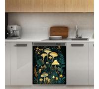 Mexpekil Glow Mushrooms Plants Dishwasher Magnet Cover 21x26Inch Decorative Dish Washer Sticker for Front Door Waterproof Kitchen Appliance Panel Magnetic Decal