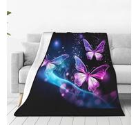 Mexpekil Glowing Butterfly Throw Blanket, Butterfly Soft Warm Fleece Blanket Fluffy Plush Flannel Blanket For Bed Sofa Couch Home 150x200cm