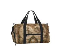 Mexpekil Gold Map of the World Gym Bag with Shoe Compartment Waterproof Duffel Bag Large Overnight Weekend Bags Travel Holdall for Women Men Teens