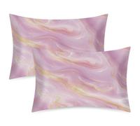Mexpekil Gold Marble Pink Glitter Satin Pillowcase 2 Pack for Hair and Skin Envelope Closure Pillow Protectors Silky Soft Pillow Covers for Bed (51x76cm)