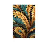 Mexpekil Golden Blue Leaf Boho Light Switch Cover 1 Gang Single Blank Outlet Cover Decorative Wall Plate for Home Office