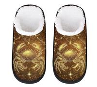 Mexpekil Golden Crab Galaxy Fluffy Slippers for Women Men L