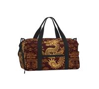 Mexpekil Golden Dragon Gym Bag with Shoe Compartment Waterproof Duffel Bag Large Overnight Weekend Bags Travel Holdall for Women Men Teens