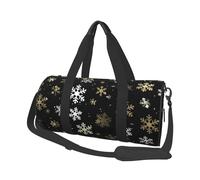 Mexpekil Golden Snowflakes Foldable Gym Bag Carry On Travel Duffle Bags Waterproof Woman Men Hand Luggage Bag Large Weekend Overnight Bags for Sports Dance with Removable Strap