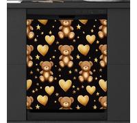 Mexpekil Golden Stars Bear Heart Dishwasher Magnet Cover 21x26Inch Decorative Dish Washer Sticker for Front Door Waterproof Kitchen Appliance Panel Magnetic Decal