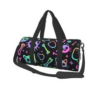 Mexpekil Goth Skulls Bones Foldable Gym Bag Carry On Travel Duffle Bags Waterproof Woman Men Hand Luggage Bag Large Weekend Overnight Bags for Sports Dance with Removable Strap