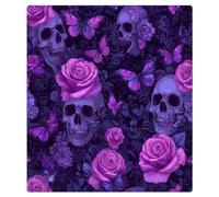 Mexpekil Gothic Dark Purple Skulls Roses Dishwasher Magnet Cover 21x26Inch Decorative Dish Washer Sticker for Front Door Waterproof Kitchen Appliance Panel Magnetic Decal
