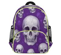 Mexpekil Gothic Skull Pattern Toddler Backpack for Girls Boys School Bag, Lightweight Waterproof Kids Travel Rucksack for Preschool with Chest Strap Water Bottle Holders