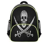 Mexpekil Gothic Skull Sabre Toddler Backpack for Girls Boys School Bag, Lightweight Waterproof Kids Travel Rucksack for Preschool with Chest Strap Water Bottle Holders