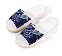 Mexpekil Grape Linen Slippers for Women Men Non-Slip House Shoes Open Toe Summer Sliders Slip on Indoor Outdoor Slipper (7-8)