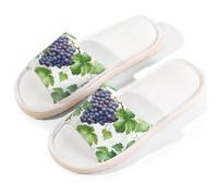 Mexpekil Grape Slippers for Women Men, Grape Pattern Open Toe House Shoes Memory Foam Linen Slippers Summer Sliders for Indoor Outdoor, M