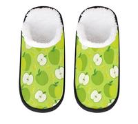 Mexpekil Green Apples Fruit Fluffy Slippers for Women Men M