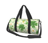 Mexpekil Green Checkered Clovers Daisy Foldable Gym Bag Carry On Travel Duffle Bags Waterproof Woman Men Hand Luggage Bag Large Weekend Overnight Bags for Sports Dance with Removable Strap