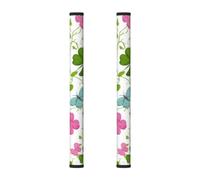 Mexpekil Green Clover Pink Flowers 2PCS Refrigerator Handle Cover