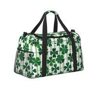 Mexpekil Green Clovers Striped Duffel Bag Large Carry On Hand Luggage Bags Waterproof Weekender Bags Foldable Tote Bag for Travel Sports Gym Dance