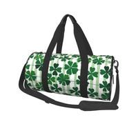 Mexpekil Green Clovers Striped Foldable Gym Bag Carry On Travel Duffle Bags Waterproof Woman Men Hand Luggage Bag Large Weekend Overnight Bags for Sports Dance with Removable Strap