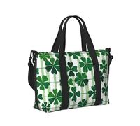 Mexpekil Green Clovers Striped Travel Duffel Bag Waterproof Sports Gym Bag Large Weekend Overnight Bags for Women Men Foldable Carry On Luggage Tote Bag for Flight