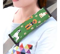 Mexpekil Green Cute Dog Paw Print Seat Belt Pads 2 Pack Seatbelt Covers Soft Car Automotive Seat Belt Padding Cushion Shoulder Strap for Kids Adults