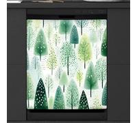 Mexpekil Green Fir Forest Dishwasher Magnet Cover 21x26Inch Decorative Dish Washer Sticker for Front Door Waterproof Kitchen Appliance Panel Magnetic Decal