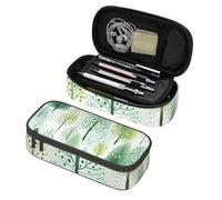 Mexpekil Green Fir Forest Pencil Case for Girls Boys with Compartments Large Pen Organizer Bag Zipper Multi-Use Pouch for School Supplies, Makeup Cosmetics, Kids, Adults