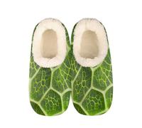 Mexpekil Green Hexagonal Cells Women's & Men's Slippers with Fluffy Collar Winter Warm House Slippers Anti-Slip Indoor House Shoes Gifts for Mum Dad (Sizes UK 10-11)