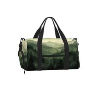 Mexpekil Green Mountain Scenery Gym Bag with Shoe Compartment Waterproof Duffel Bag Large Overnight Weekend Bags Travel Holdall for Women Men Teens