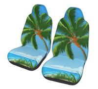 Mexpekil Green Palm Trees on the Beach 2PCS Car Seat Covers Universal Car Seat Protector Full Wrap Cars Interior Accessories for Men Women