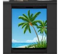 Mexpekil Green Palm Trees On The Beach Dishwasher Magnet Cover 23x26Inch Decorative Dish Washer Sticker for Front Door Waterproof Kitchen Appliance Panel Magnetic Decal