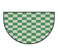 Mexpekil Green White Checkered Half Moon Door Mat Indoor Outdoor Non Slip Area Rug Washable Half Circle Floor Mat Absorbent Dirt Trapper Half Round Rugs 100x160cm