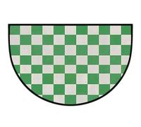Mexpekil Green White Checkered Half Moon Door Mat Indoor Outdoor Non Slip Floor Mat Washable Half Circle Doormats Absorbent Dirt Trapper Half Round Rugs for Entrance 61x91cm