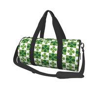 Mexpekil Green White Clovers Checkered Foldable Gym Bag Carry On Travel Duffle Bags Waterproof Woman Men Hand Luggage Bag Large Weekend Overnight Bags for Sports Dance with Removable Strap