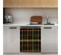 Mexpekil Green Yellow Red Plaid Dishwasher Magnet Cover 21x26Inch Decorative Dish Washer Sticker for Front Door Waterproof Kitchen Appliance Panel Magnetic Decal