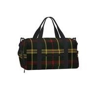 Mexpekil Green Yellow Red Plaid Gym Bag with Shoe Compartment Waterproof Duffel Bag Large Overnight Weekend Bags Travel Holdall for Women Men Teens