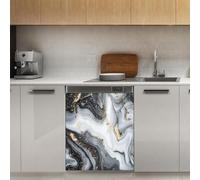Mexpekil Grey Black Marble Dishwasher Magnet Cover 21x26Inch Decorative Dish Washer Sticker for Front Door Waterproof Kitchen Appliance Panel Magnetic Decal