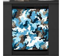 Mexpekil Grey Blue Camouflage Dishwasher Magnet Cover 21x26Inch Decorative Dish Washer Sticker for Front Door Waterproof Kitchen Appliance Panel Magnetic Decal