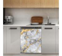 Mexpekil Grey Gold Marble Dishwasher Magnet Cover 21x26Inch Decorative Dish Washer Sticker for Front Door Waterproof Kitchen Appliance Panel Magnetic Decal