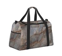 Mexpekil Grey Marble Brown Duffel Bag Large Carry On Hand Luggage Bags Waterproof Weekender Bags Foldable Tote Bag for Travel Sports Gym Dance