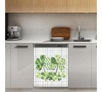 Mexpekil Grey Plaid Clovers Dishwasher Magnet Cover 21x26Inch Decorative Dish Washer Sticker for Front Door Waterproof Kitchen Appliance Panel Magnetic Decal