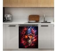 Mexpekil Growing Skull Roses Dishwasher Magnet Cover 21x26Inch Decorative Dish Washer Sticker for Front Door Waterproof Kitchen Appliance Panel Magnetic Decal