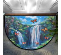 Mexpekil Half Moon Door Mats Indoor, Butterflies In The Woods Under The Waterfall Washable Anti Slip Floor Rug, Home Decor Outdoor Mat for Inside, Entrance, Front Back Door, Garden