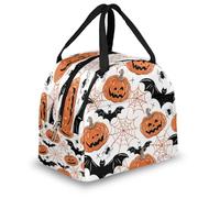 Mexpekil Halloween Bats Spider Bats Thermal Lunch Bag Box for Kids Adults, Insulated Lunch Tote Cooler Bag for School Work Travel