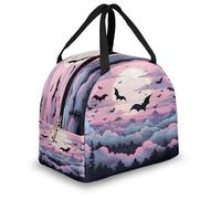 Mexpekil Halloween Bats Thermal Lunch Bag Box for Kids Adults, Insulated Lunch Tote Cooler Bag for School Work Travel