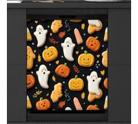 Mexpekil Halloween Cookies Ghosts Pumpkins Dishwasher Magnet Cover 23x26Inch Decorative Dish Washer Sticker for Front Door Waterproof Kitchen Appliance Panel Magnetic Decal