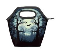 Mexpekil Halloween Full Moon Forest Bats Reusable Insulated Lunch Bag Waterproof Leakproof Lunch Tote for Kids Adults School Office Picnic