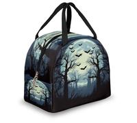 Mexpekil Halloween Full Moon Forest Bats Thermal Lunch Bag Box for Kids Adults, Insulated Lunch Tote Cooler Bag for School Work Travel