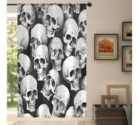 Mexpekil Halloween Skull Pattern Voile Curtains 78 Drop, Semi Sheer Curtains for Living Room Bedroom Home Kitchen, 55 inches Wide, 1 Panel