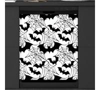 Mexpekil Halloween Spider Web Bats Pattern Dishwasher Magnet Cover 21x26 in, Decorative Waterproof Dishwasher Magnetic Cover Sticker for Kitchen Appliances