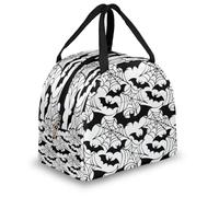 Mexpekil Halloween Spider Web Bats Pattern Thermal Lunch Bag Box for Kids Adults, Insulated Lunch Tote Cooler Bag for School Work Travel