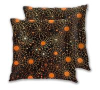 Mexpekil Halloween Spider Web Cushion Covers 55cm X 55cm 2 Pack Invisible Zipper Square Pillow Cases Decorative Pillow Covers Protectors for Sofa Bed Home Decor